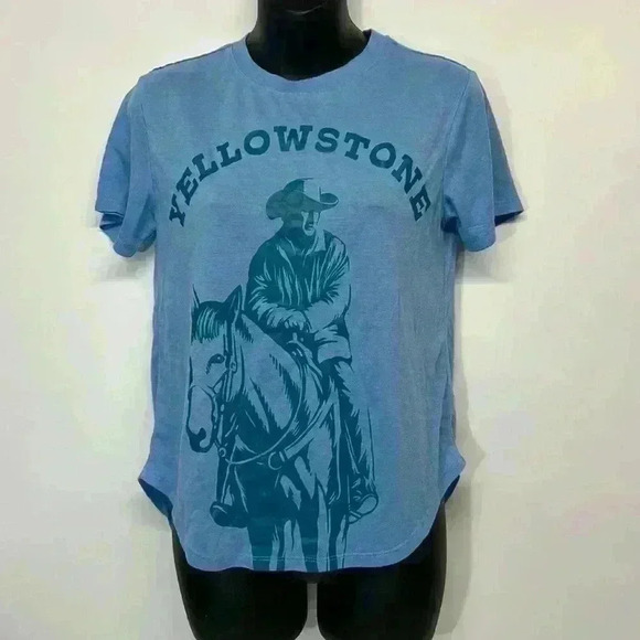 Blue Yellowstone tee sz M (juniors fit) - Picture 1 of 6